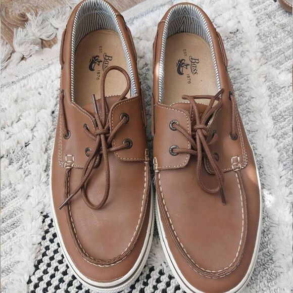 GH Bass -Alex Top Dock Siders Men's  12 M Brown Nautical Leather - Picture 2 of 6